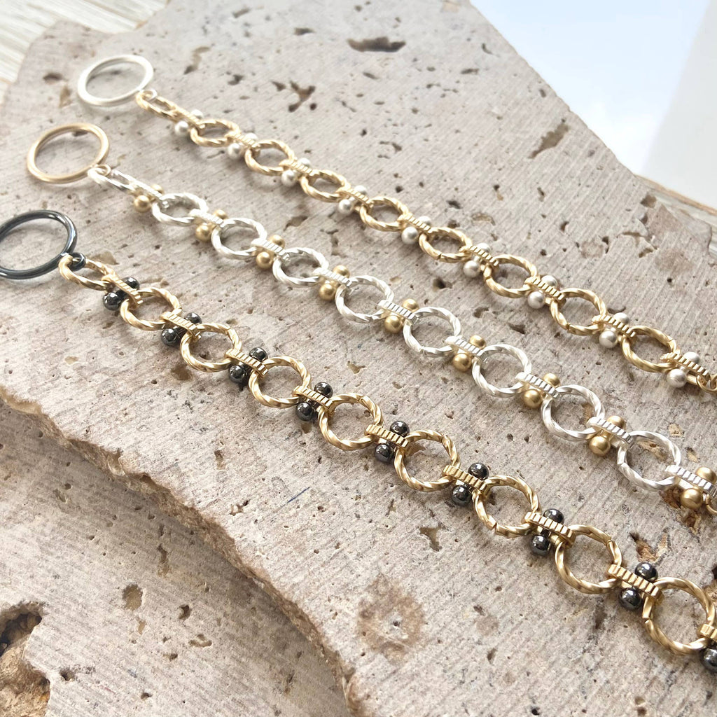 The Marissa | Mixed Metal Textured Link Bracelet