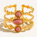 The Presley Ring – 18K Gold Non-Tarnish Trilayer Adjustable Stone Ring