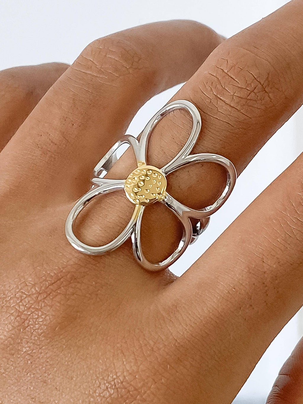 The Tracy 18K Non-Tarnish Large Floral Ring
