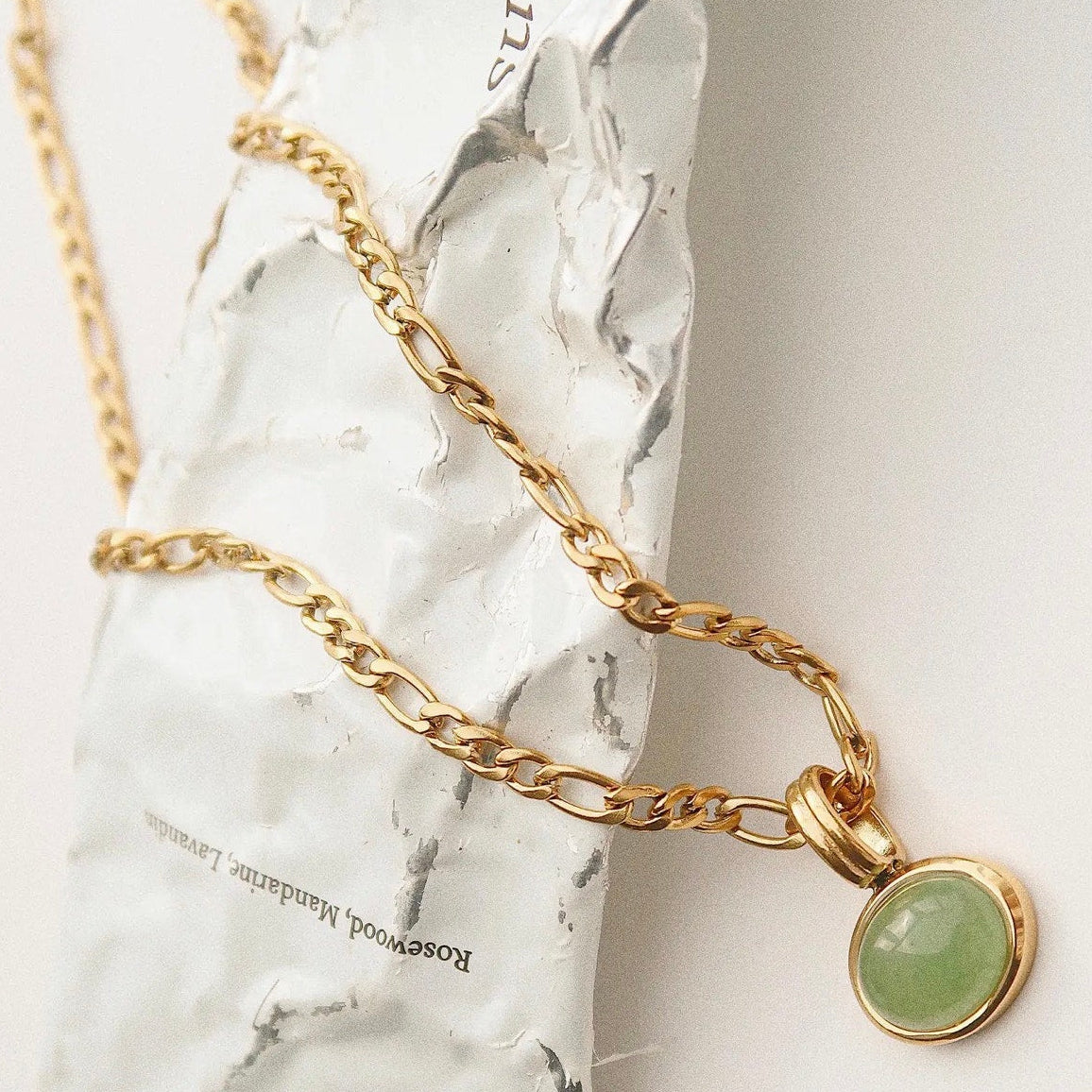 The Robin Necklace – Non-Tarnish Green Stone Pendant Chain Necklace