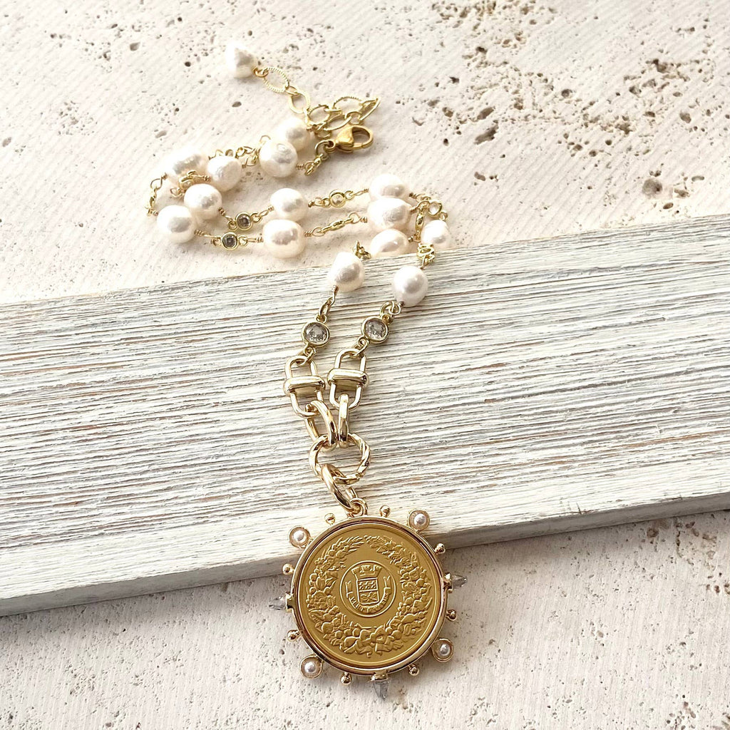 The Adeline French Coin & Pearl Necklace
