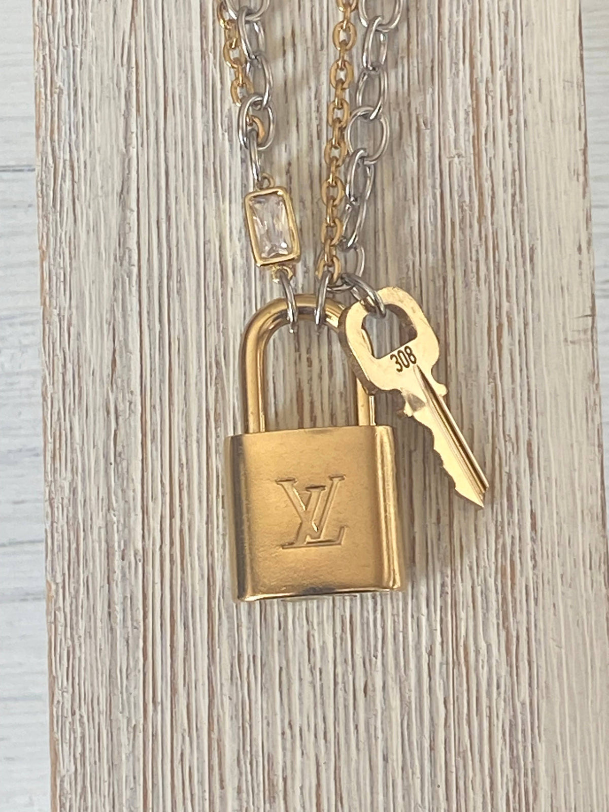 The Georgian Necklace — Repurposed LV Lock Mixed Metal Necklace