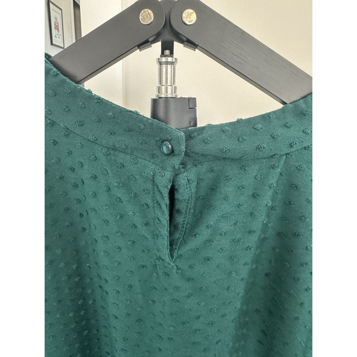 Adrianna Papell 3/4 Sleeve Solid Green Textured Round Neck Blouse XL