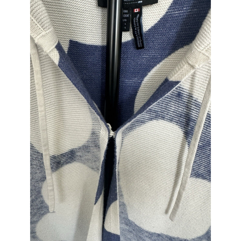FDJ French Dressing Jeans Women’s Blue/White Heart Full Zip Hoodie Knit L
