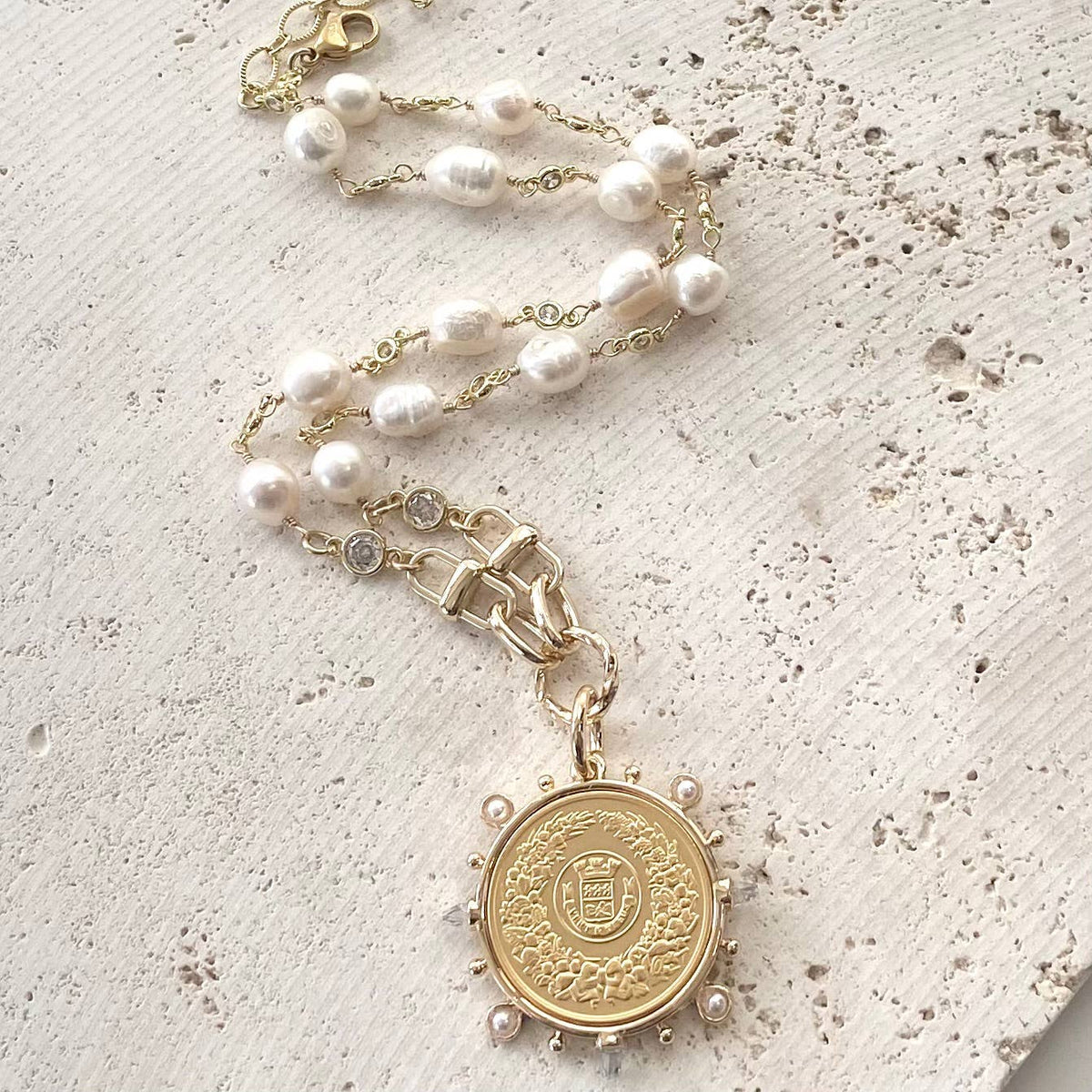 The Adeline French Coin & Pearl Necklace