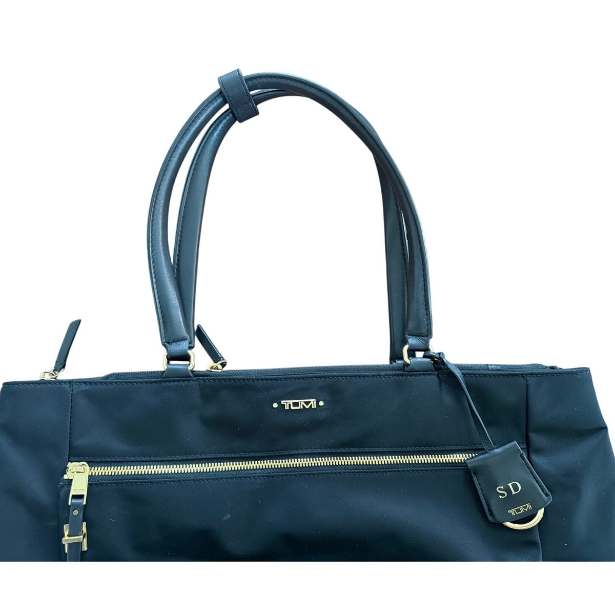 TUMI Voyageur Black Nylon Tote Bag Gold Hardware Work Travel Shoulder Bag