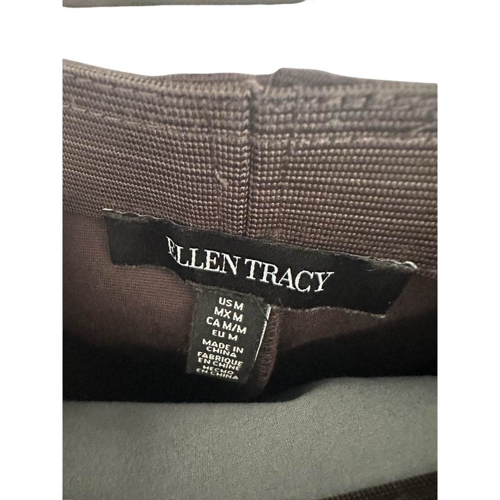 Ellen Tracy Women's Brown Faux Leather Knit Pencil Skirt Knee Length M