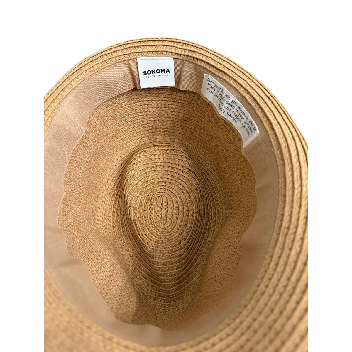 Tan Straw Fedora Hat Black Band Classic Summer Beach Vacation Style