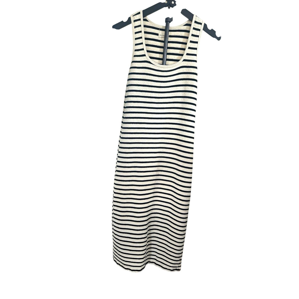 Thread & Supply Black/White Striped Scoop Neck Sleeveless Knit Maxi Dress M