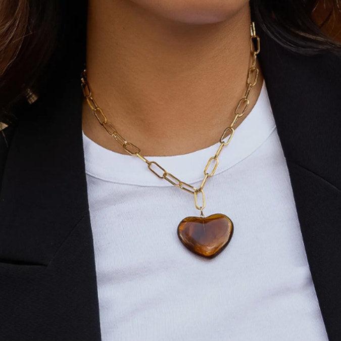 The Harper Necklace – 18K Gold Non-Tarnish Heart Pendant Chain Necklace