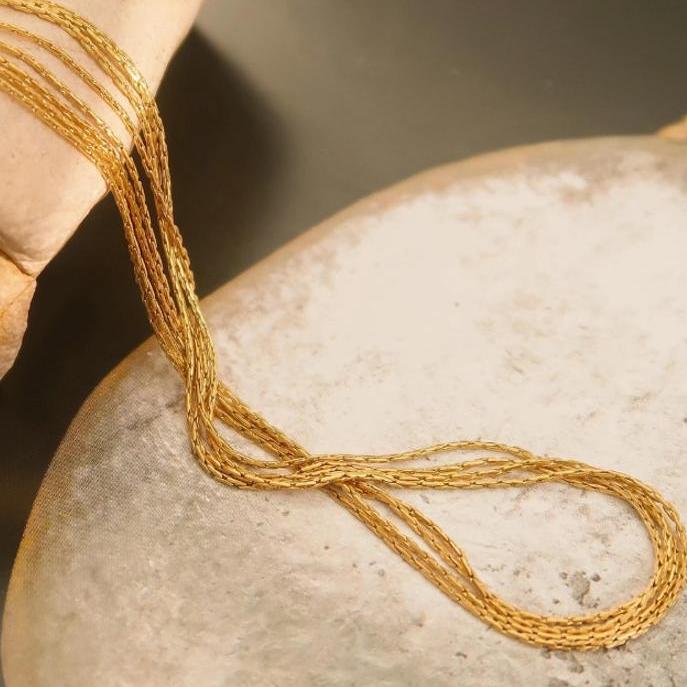 The Ellie Necklace – 18K Gold Non-Tarnish Layered Dainty Chain Necklace