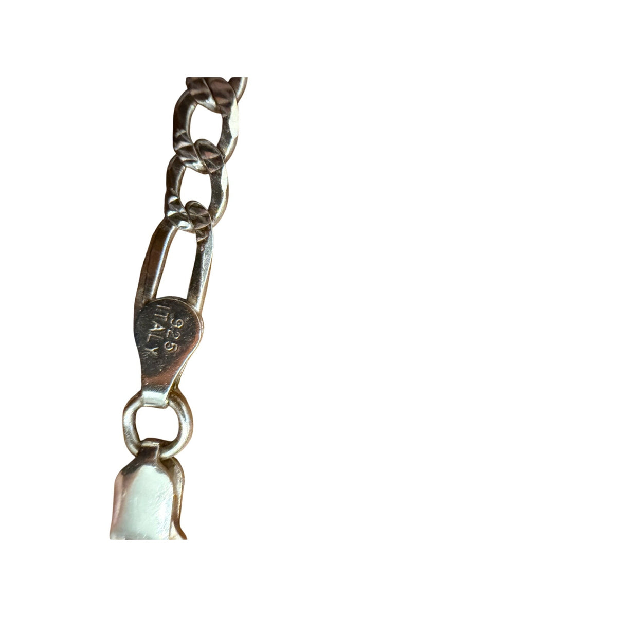 18" 925 Sterling Silver Figaro Chain Necklace Diamond Cut Italy