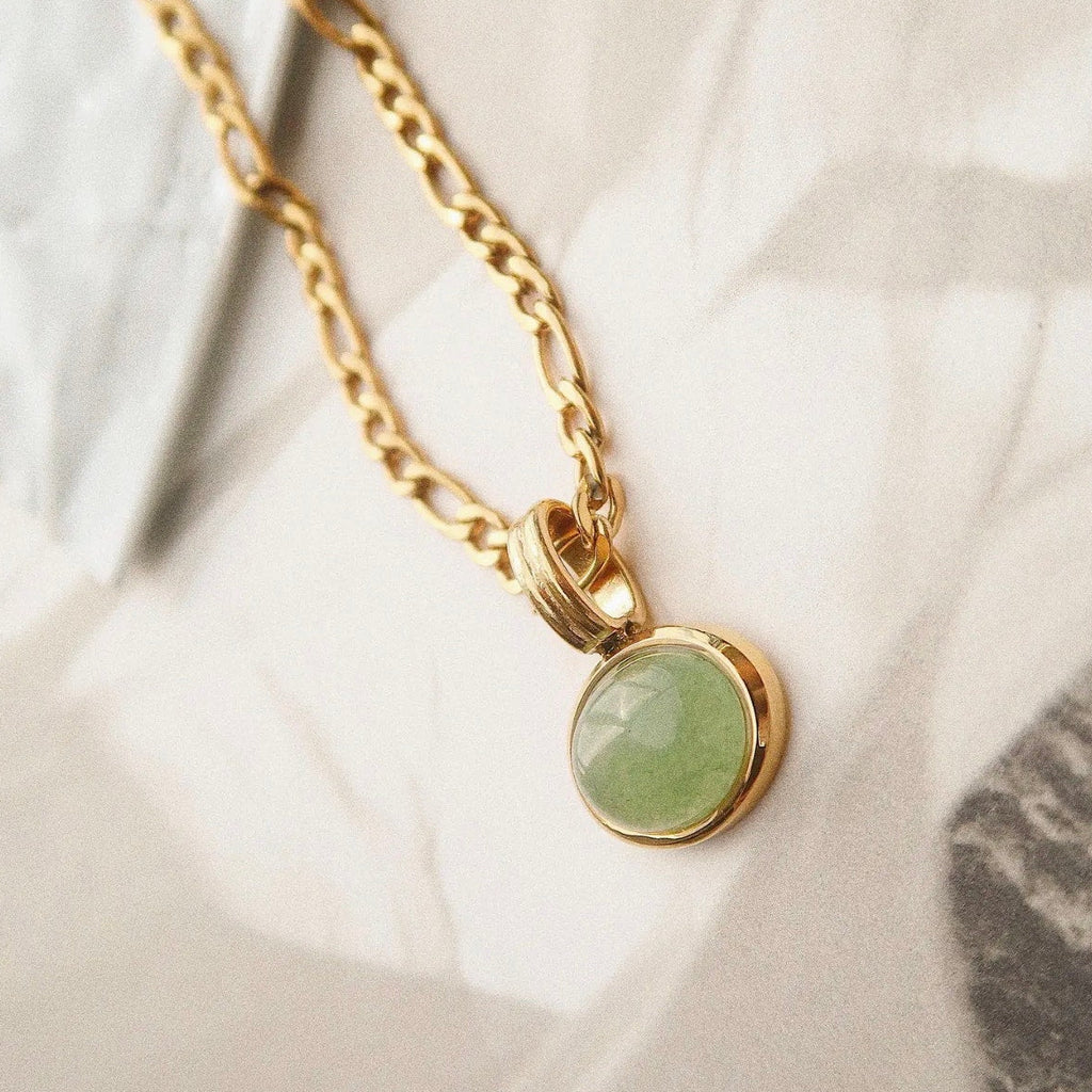 The Robin Necklace – Non-Tarnish Green Stone Pendant Chain Necklace