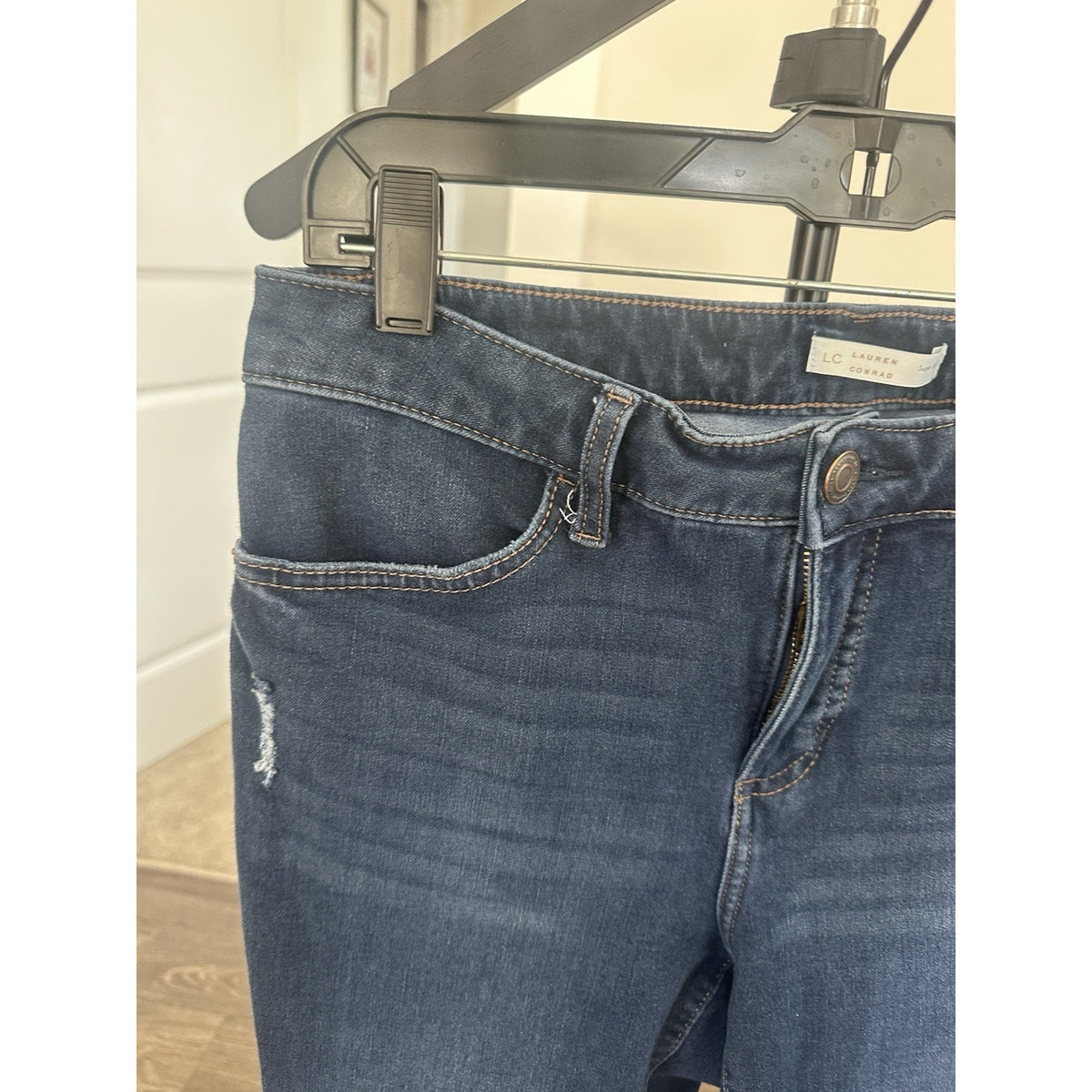 LC Lauren Conrad Women’s Skinny Blue Medium Wash Denim Jeans Button Zip 5-Pocket