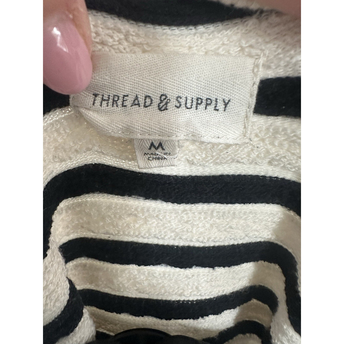 Thread & Supply Black/White Striped Scoop Neck Sleeveless Knit Maxi Dress M