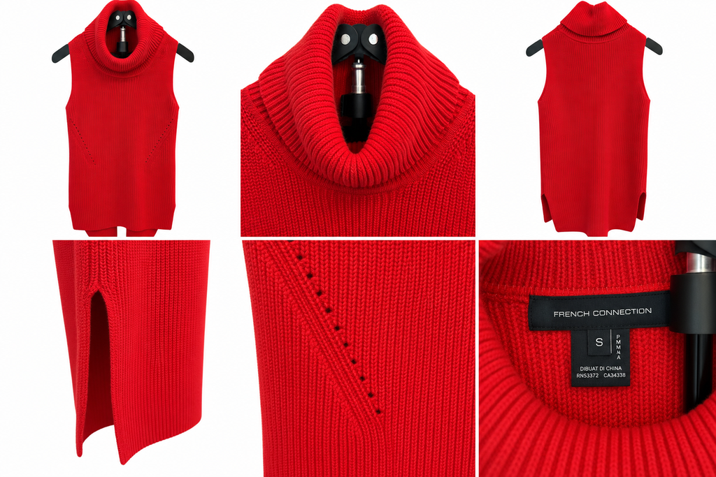 French Connection Red Sleeveless Cowl Neck Knit Tunic – Size Small