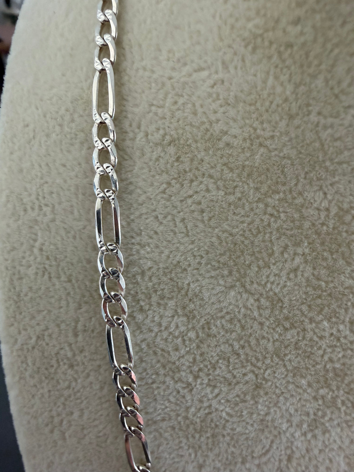 18" 925 Sterling Silver Figaro Chain Necklace Diamond Cut Italy