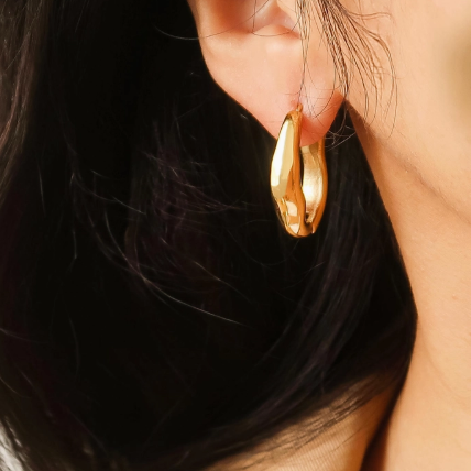 The Riley Hoops – 18K Gold Non-Tarnish Oval Hoop Earrings