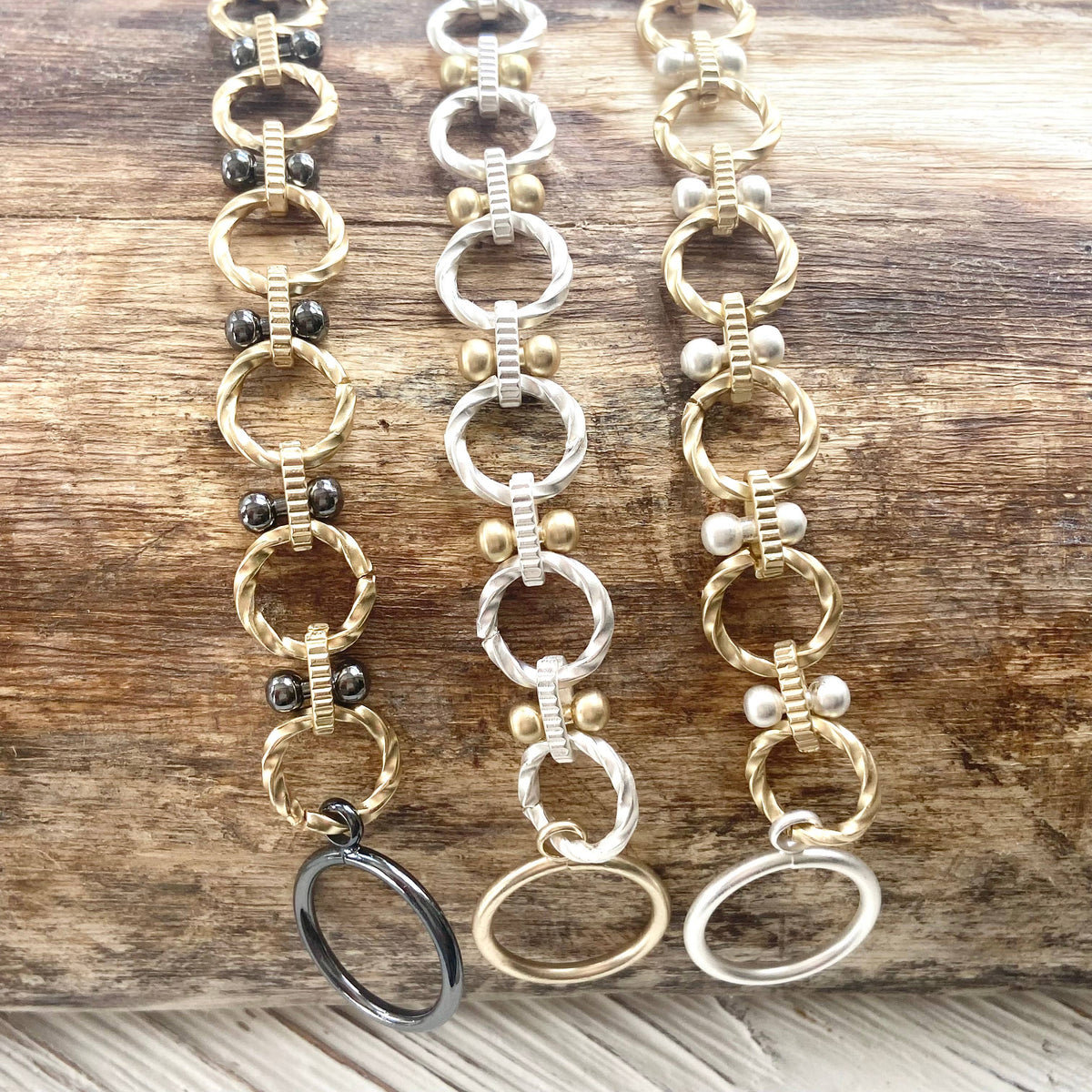 The Marissa | Mixed Metal Textured Link Bracelet