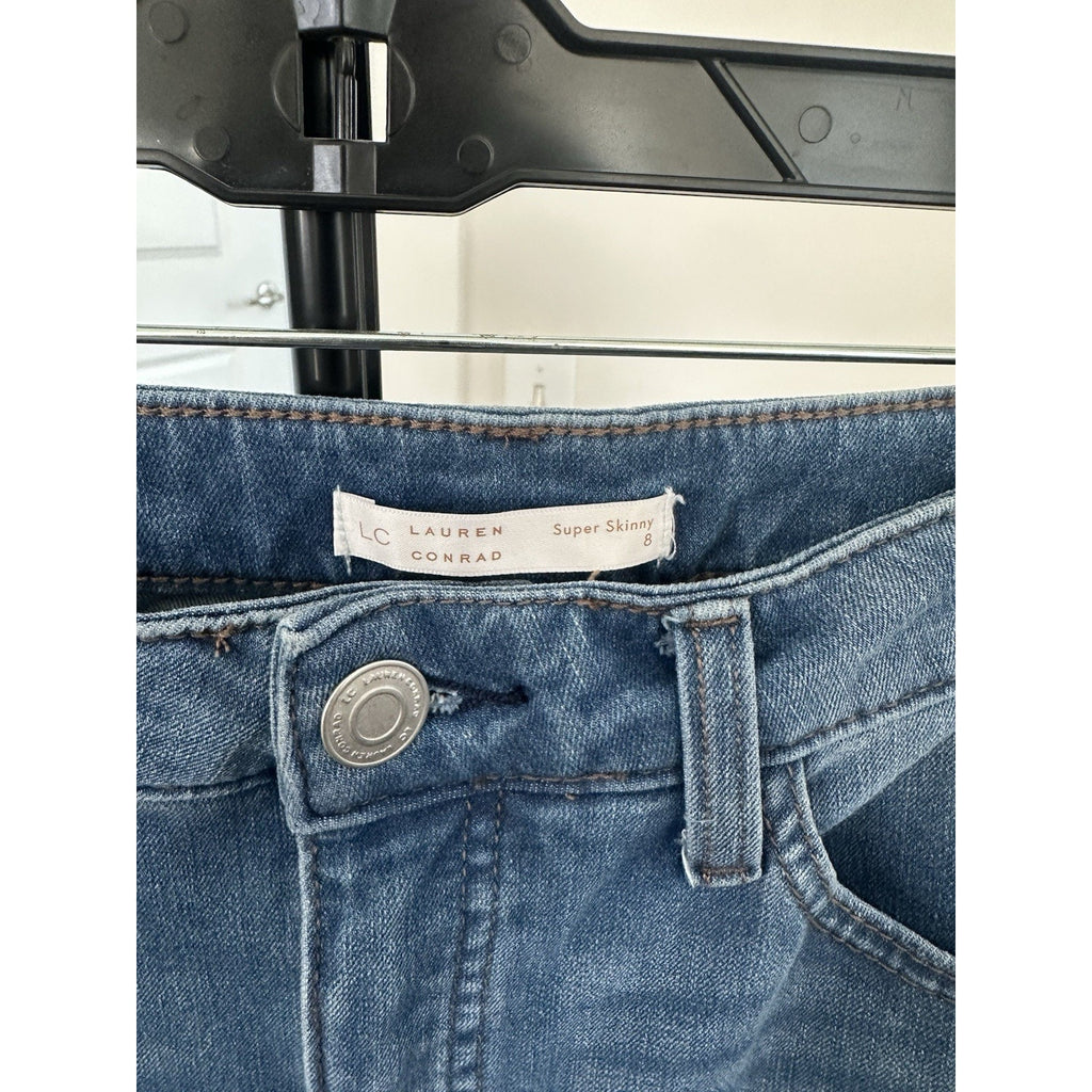 LC Lauren Conrad Women’s Skinny Blue Medium Wash Jeans, Button 5-Pocket, 8