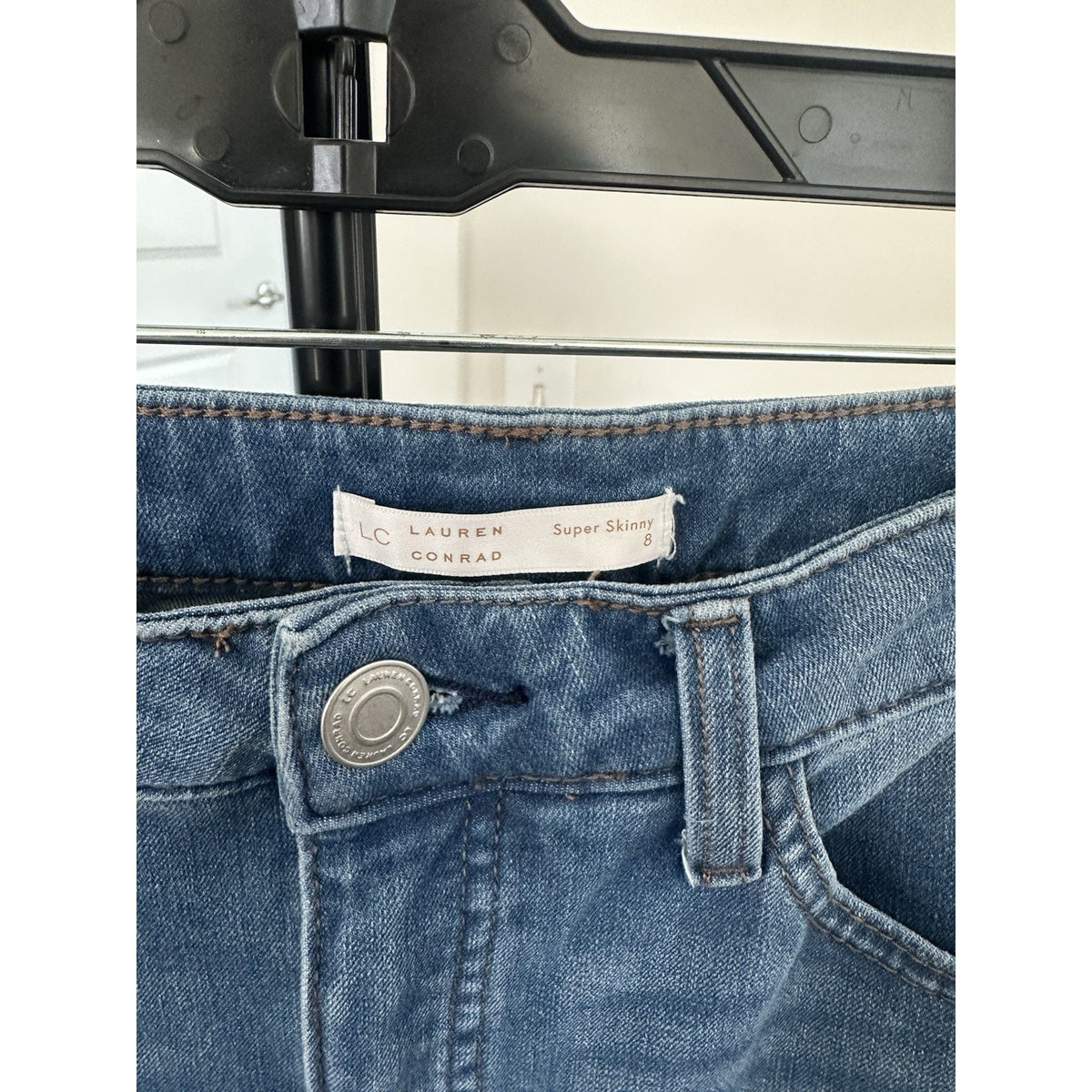 LC Lauren Conrad Women’s Skinny Blue Medium Wash Jeans, Button 5-Pocket, 8