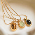 The Akesha Necklace – 18K Gold Non-Tarnish Natural Stone Pendant Necklace