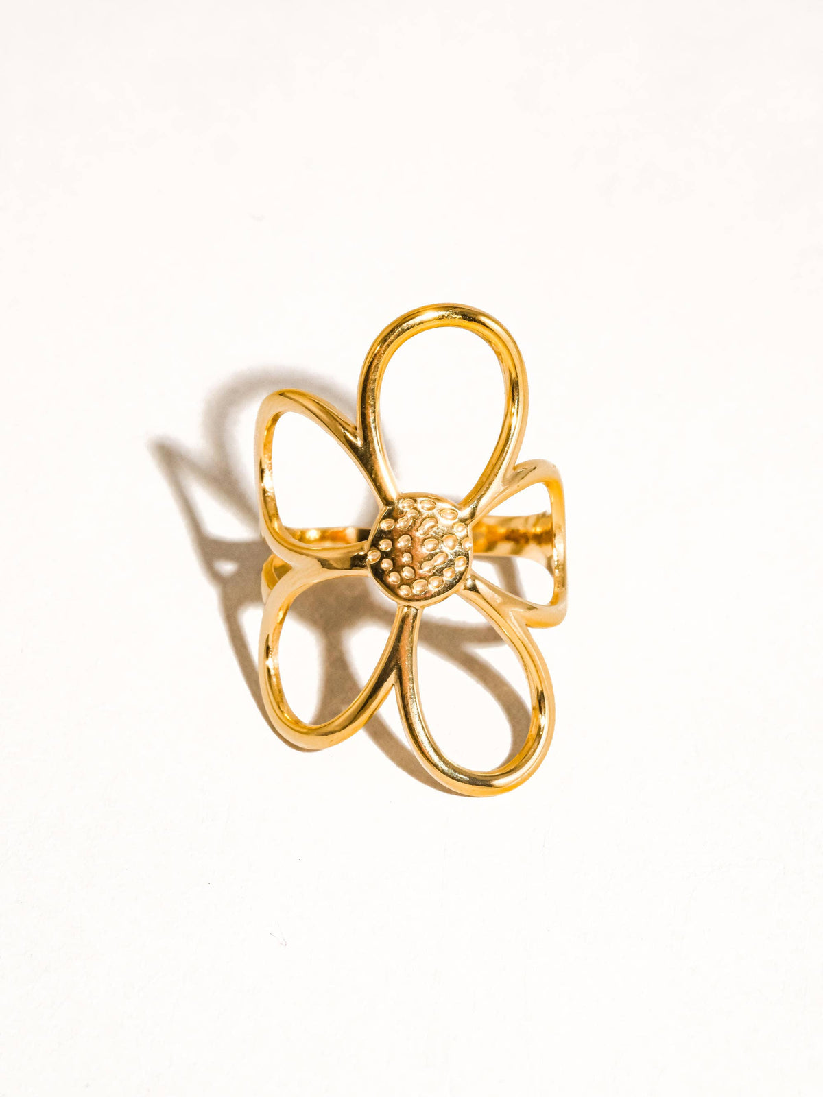 The Tracy 18K Non-Tarnish Large Floral Ring