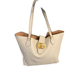 Gucci Interlocking G Ivory Cream Leather Tote Shoulder Bag Gold Hardware Pouch Full Set