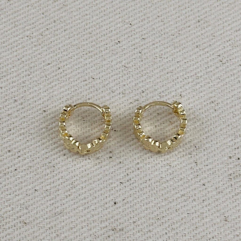 The Desiree 18k Gold Filled Flower Huggies Hoop Earrings