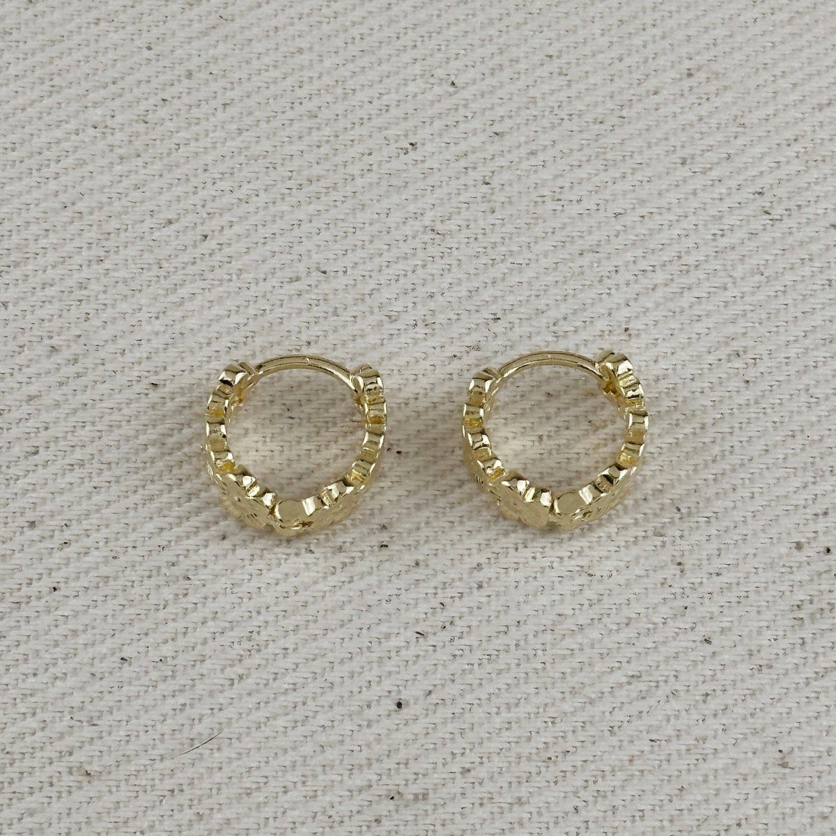 The Desiree 18k Gold Filled Flower Huggies Hoop Earrings
