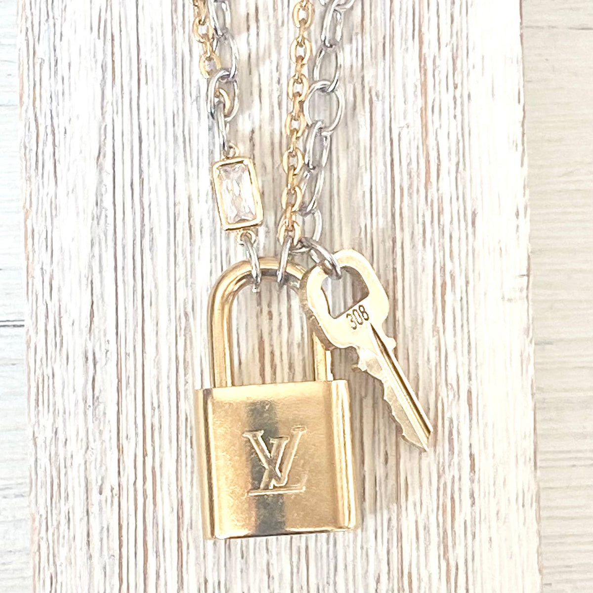 The Georgian Necklace — Repurposed LV Lock Mixed Metal Necklace