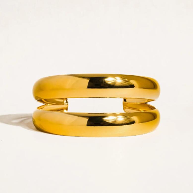 The Camille Bangle – 18K Gold Non-Tarnish Layered Round Bangle