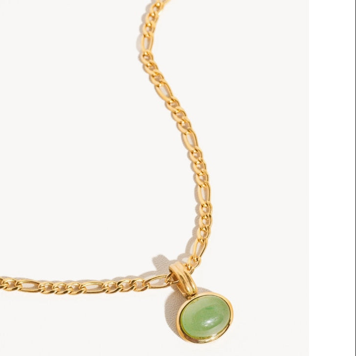 The Robin Necklace – Non-Tarnish Green Stone Pendant Chain Necklace