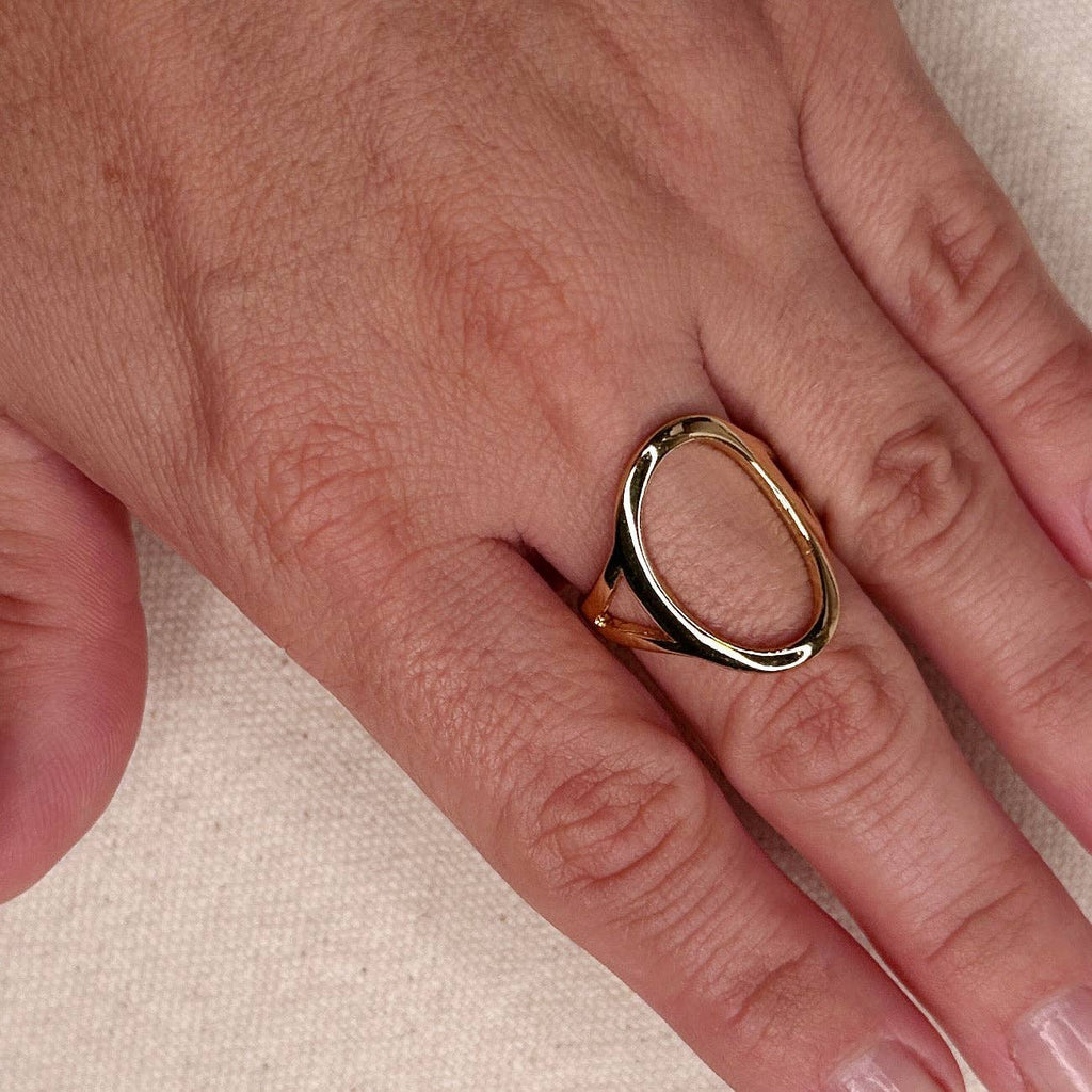 The Sally 18k Gold Filled Oval Geometric Ring