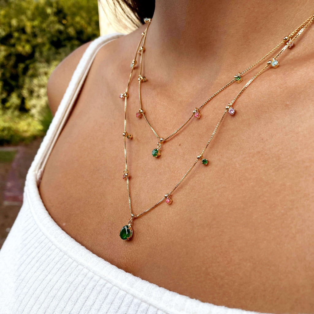 The Celeste Necklace | 18K Gold-Filled Multicolor Layered Necklace