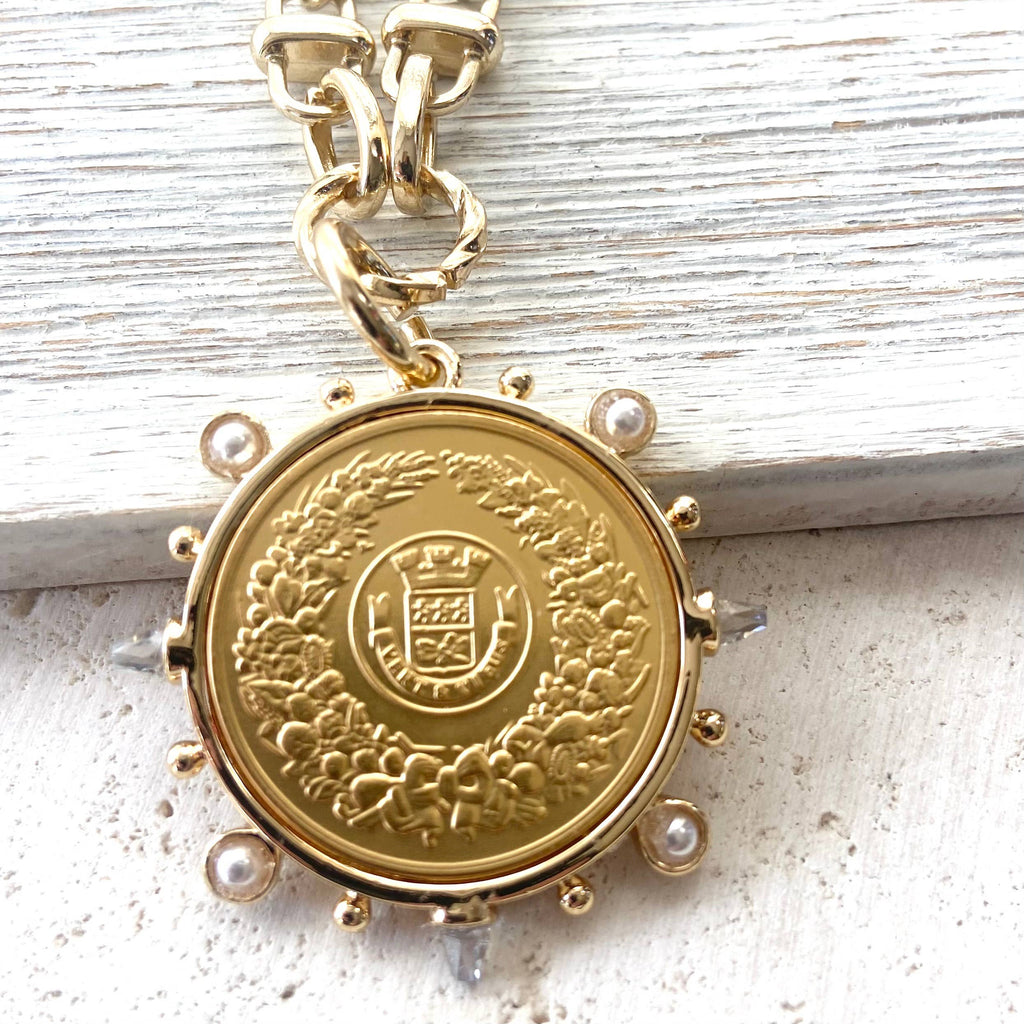 The Adeline French Coin & Pearl Necklace