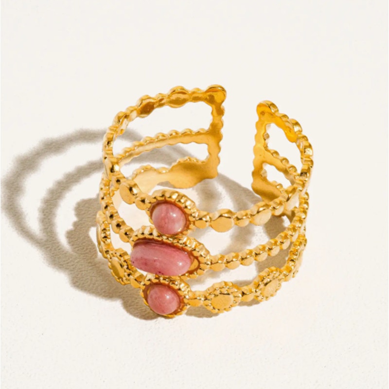 The Presley Ring – 18K Gold Non-Tarnish Trilayer Adjustable Stone Ring