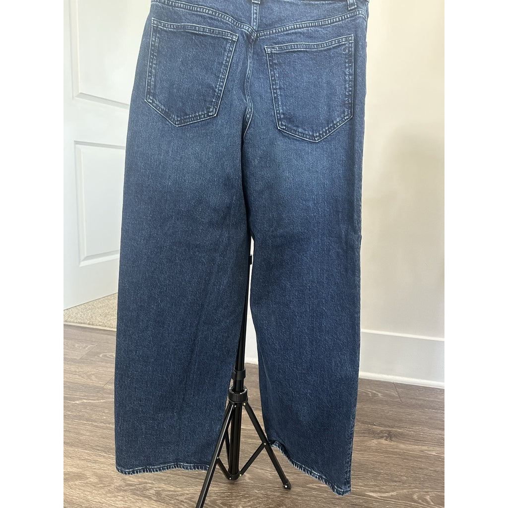 Madewell Women’s Wide-Leg Jeans Dark Wash Blue Denim Button 5-Pocket