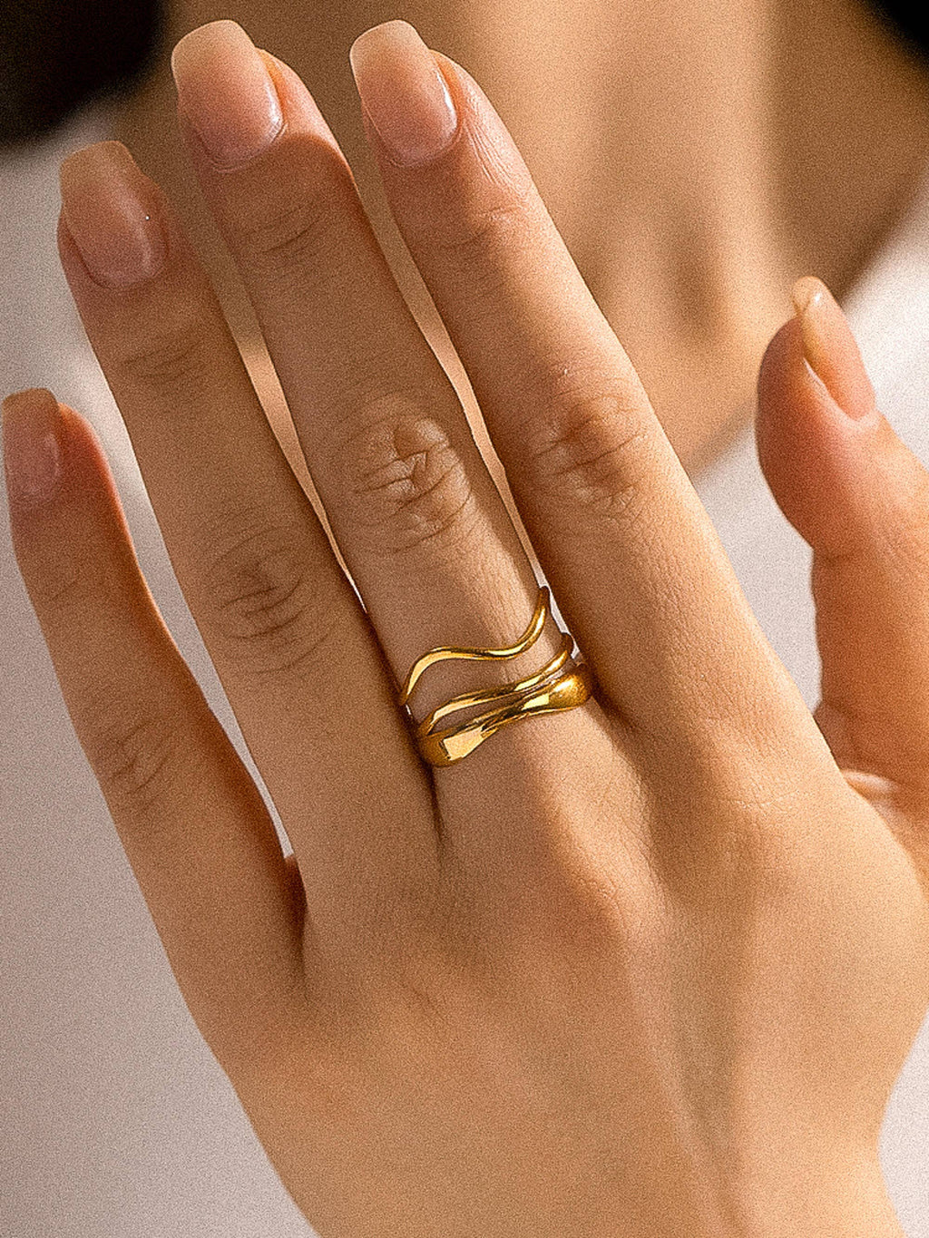 The Vickie 18K Gold Non-Tarnish Abstract Ring