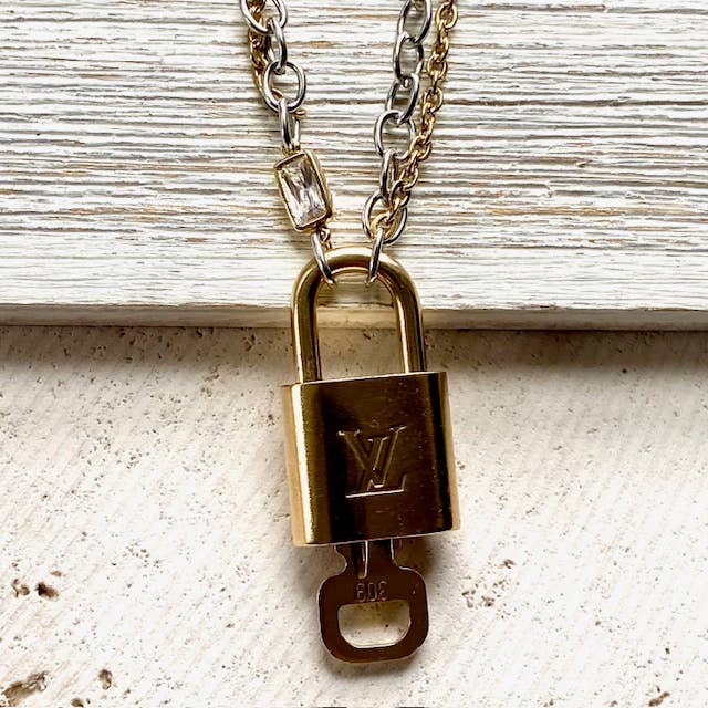 The Georgian Necklace — Repurposed LV Lock Mixed Metal Necklace