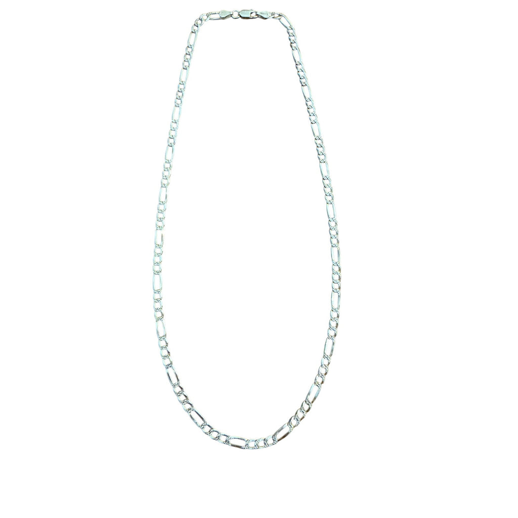 18" 925 Sterling Silver Figaro Chain Necklace Diamond Cut Italy