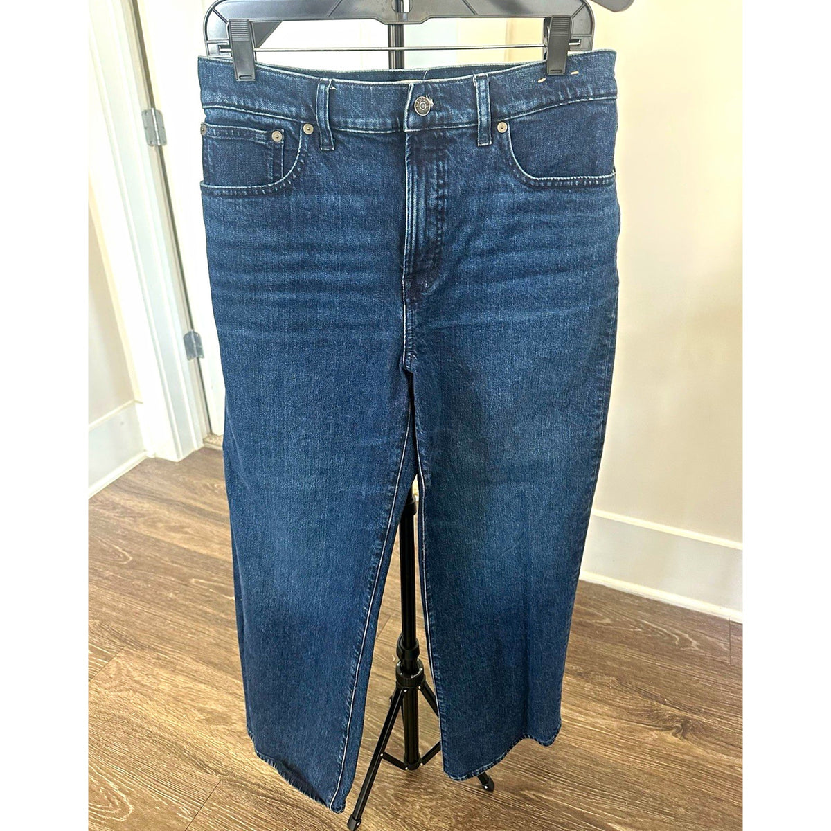 Madewell Women’s Wide-Leg Jeans Dark Wash Blue Denim Button 5-Pocket