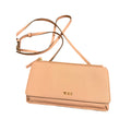 TUMI Blush Pink Crossbody Wallet Bag Saffiano Style Gold Hardware