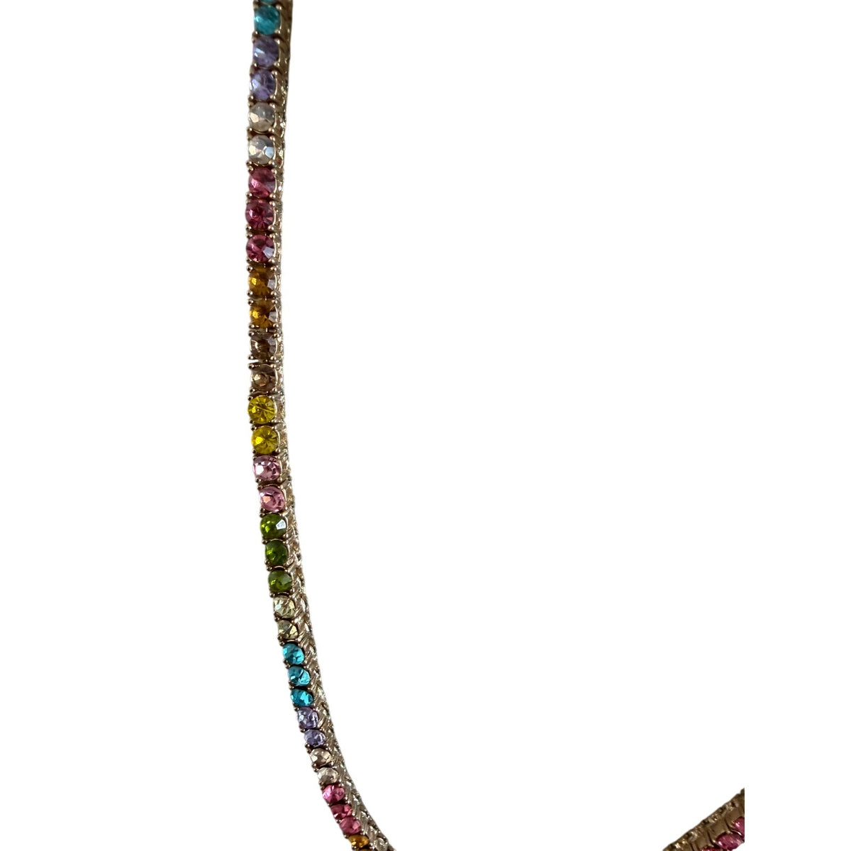BaubleBar Multicolor Crystal Rhinestone Tennis Necklace Gold Tone Adjustable