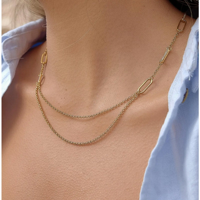 The Blair Necklace – 18K Gold Non-Tarnish Layered Chain Necklace