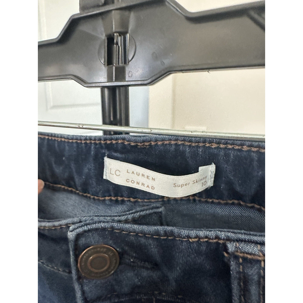 LC Lauren Conrad Women’s Skinny Blue Medium Wash Denim Jeans Button Zip 5-Pocket