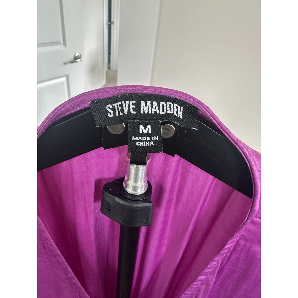 Steve Madden Purple Solid Ruched V-Neck Short Sleeve Lightweight Maxi Dress M