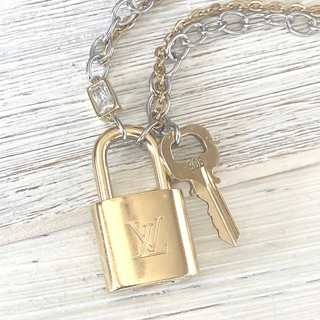 The Georgian Necklace — Repurposed LV Lock Mixed Metal Necklace