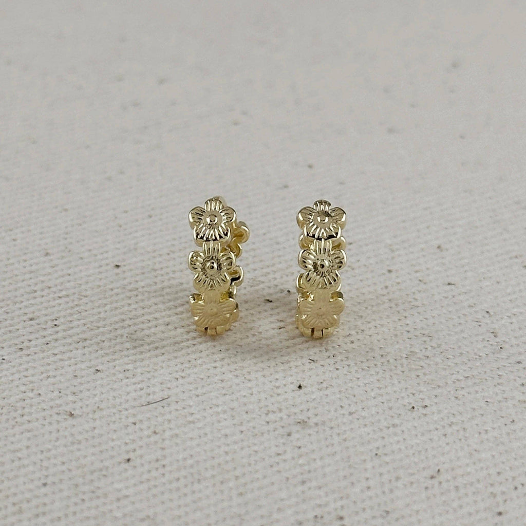The Desiree 18k Gold Filled Flower Huggies Hoop Earrings