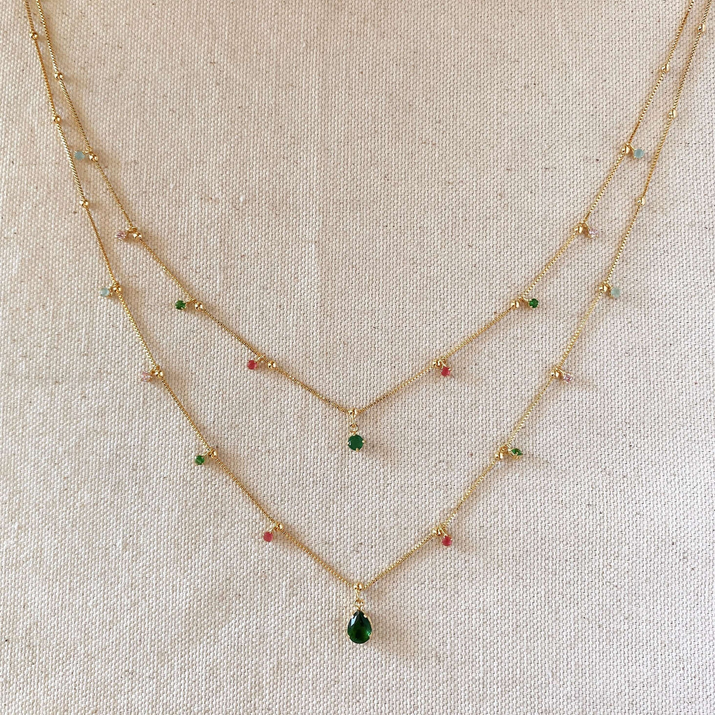 The Celeste Necklace | 18K Gold-Filled Multicolor Layered Necklace